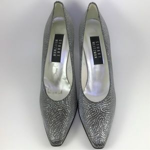 Stuart Weitzman Silver Gray Sparkle Heels 8.5 N